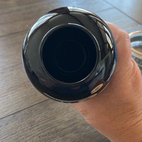 Lotus Otagiri Japan Lidded Black With Gold and Pink Flower Urn - Picture 5 of 8